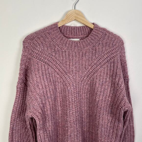 Abercrombie & Fitch Fluffy Crew Sweater Womens S Pink Pullover Fuzzy Knit Cozy - Picture 5 of 9